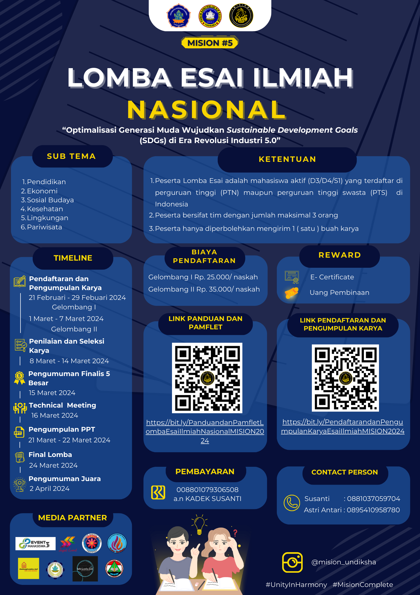 Lomba Esai Ilmiah Mahasiswa Nasional - MISION #5 2024 - LombaHub.com